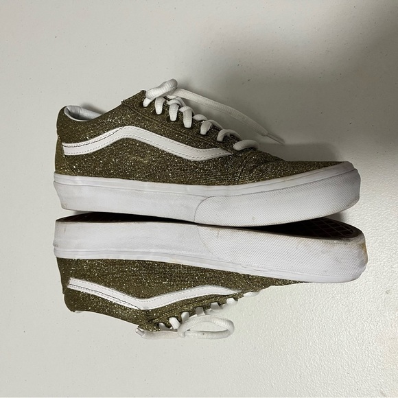 Vans Gold Glitter Sparkly Sneakers Shoes Women’s 8.5 - Picture 3 of 8